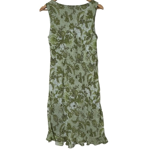 Vintage Y2K Green Chiffon Floral Patterned Lined Slip Dress Alternative Friends - Picture 2 of 11